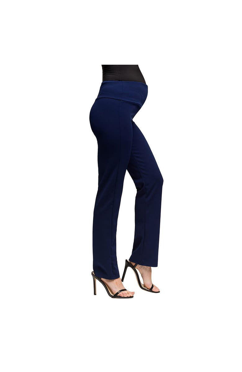 24seven Comfort Apparel Maternity Stretch High Waist Dress Pants, Alternate, color, Navy