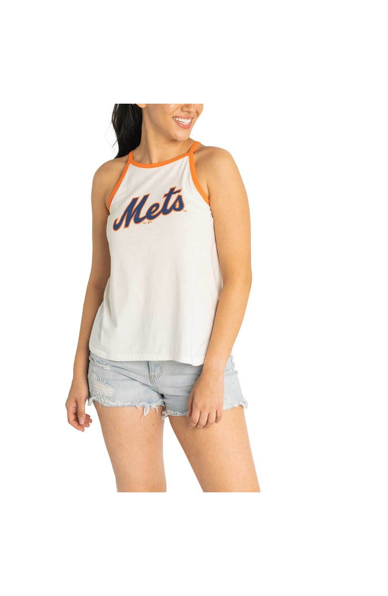 LUSSO Women's Lusso  White New York Mets Nadine Halter Tank Top, Alternate, color, 