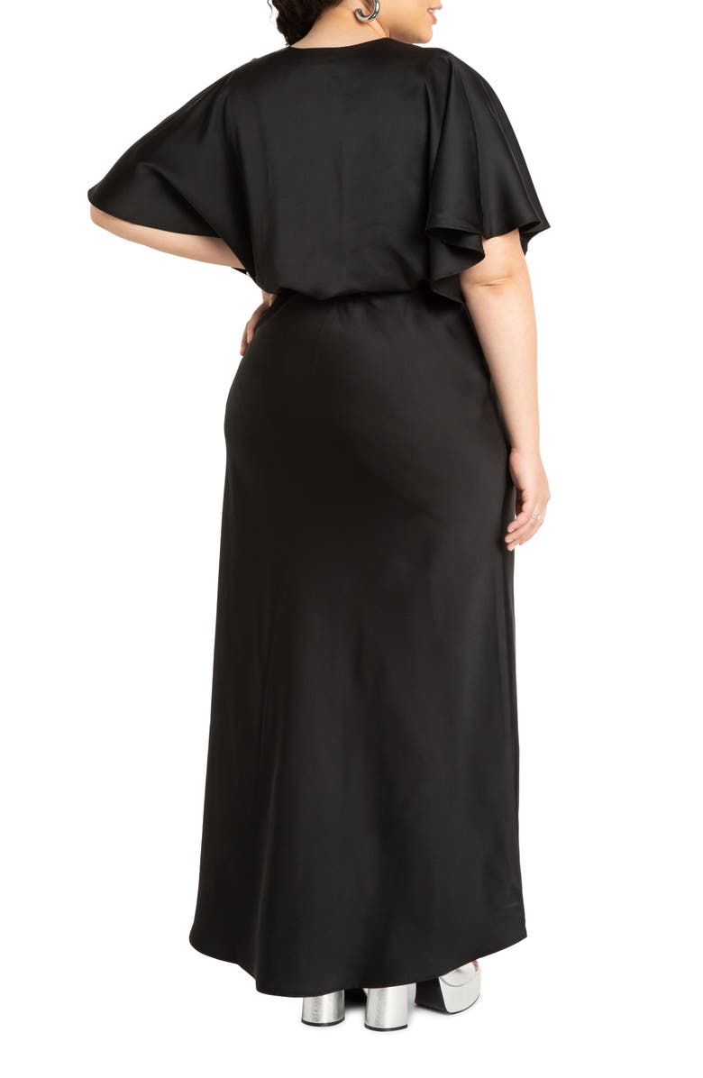ELOQUII Flutter Sleeve Satin Maxi Dress, Alternate, color, 