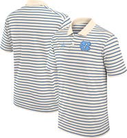 Jordan Brand Men's Jordan Brand Tan/Carolina Blue North Carolina Tar Heels Primary Logo Striped Dri-FIT Polo