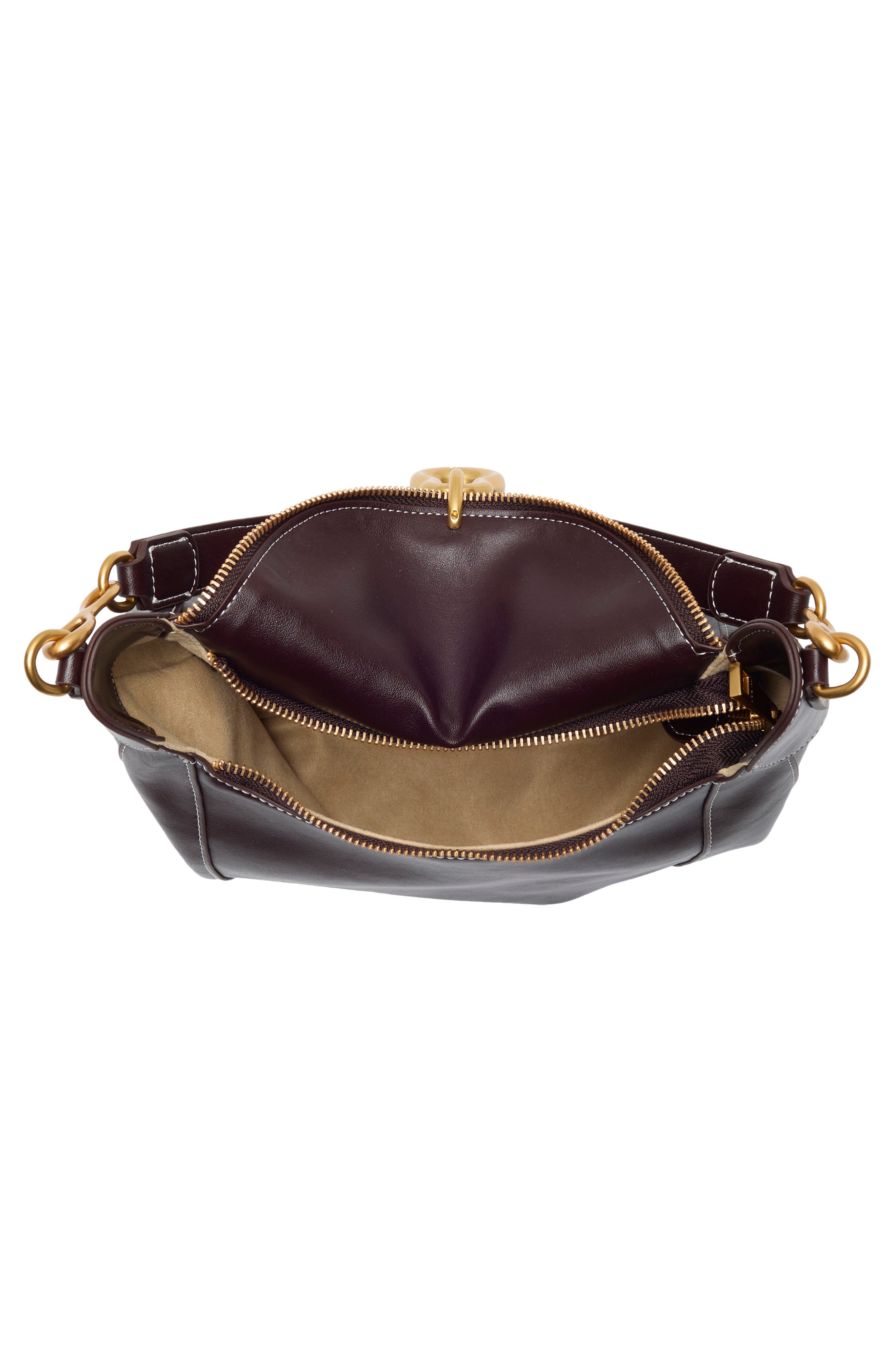 Daria Metal Pendant Faux Leather Hobo Bag