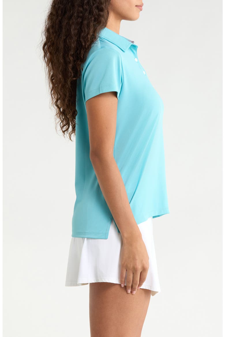 Kaia Pique Half Placket Polo, Alternate, color, AQUA