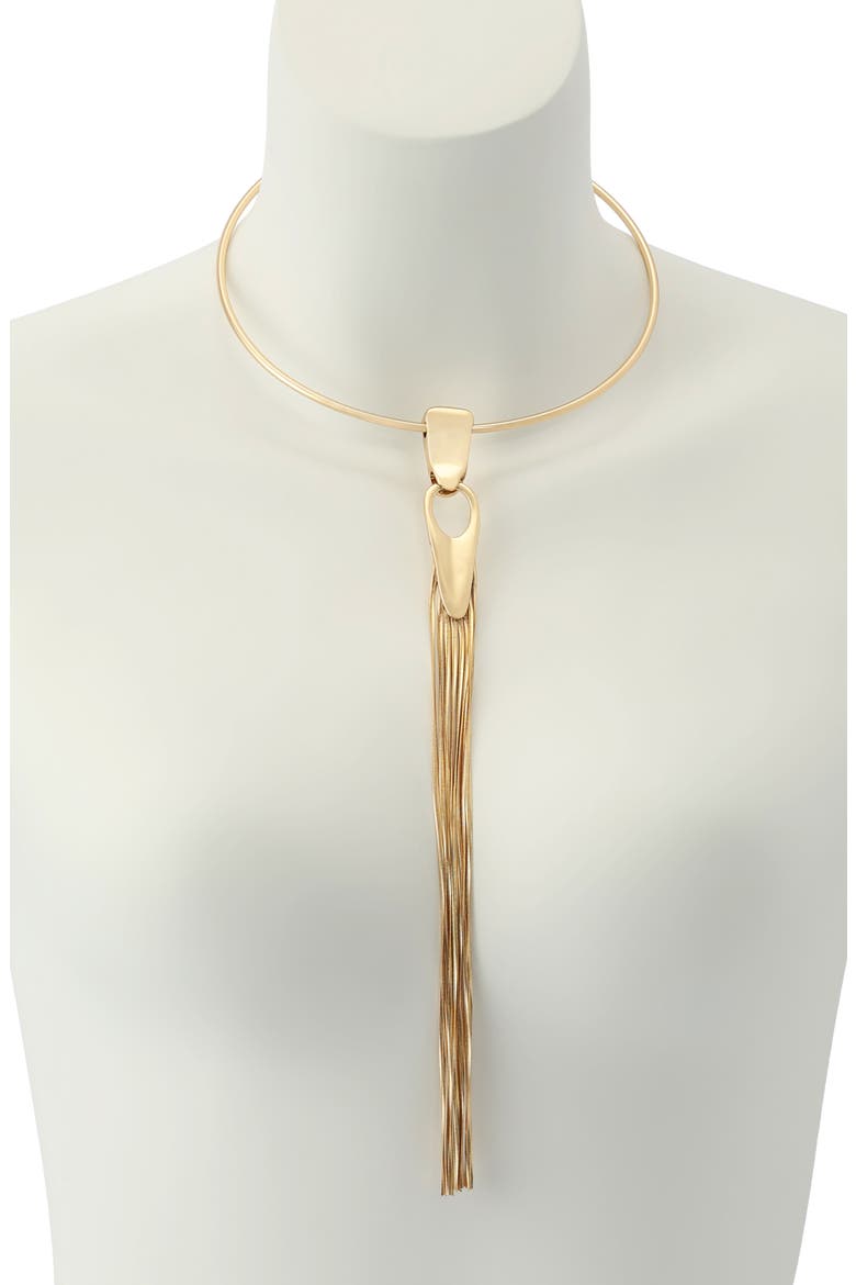 Fringe Collar Necklace, Alternate, color, GOLD