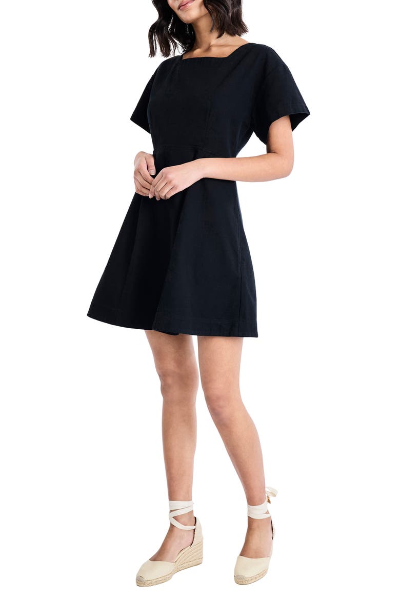 Square Neck Back Keyhole Cutout Dress, Alternate, color, BLACK