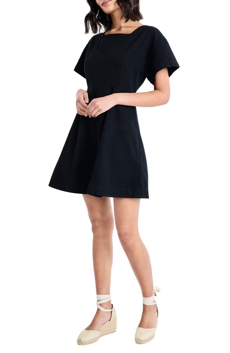 The Good Journey Square Neck Back Keyhole Cutout Dress, Alternate, color, Black