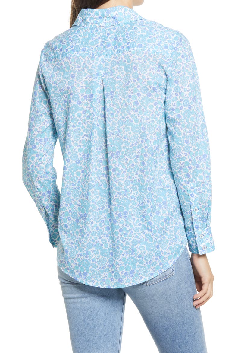 Among the Flowers Chilmark Button-Up Cotton Shirt, Alternate, color, AQUA HAZE