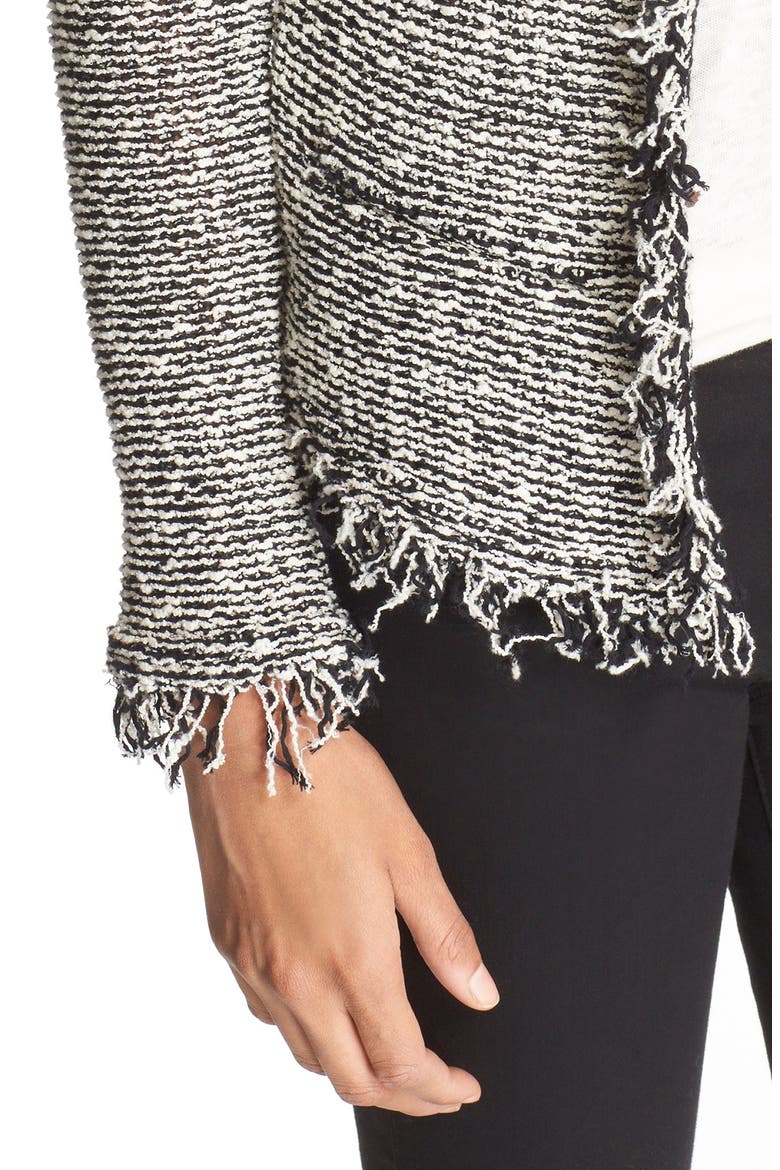 'Azure' Fringe Jacket, Alternate, color, BLACK/ ECRU
