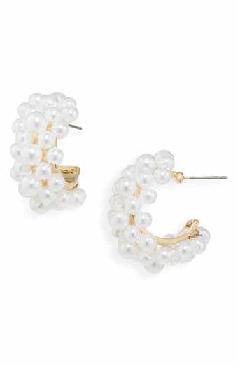 Cara Pearl Cluster Hoop Earrings