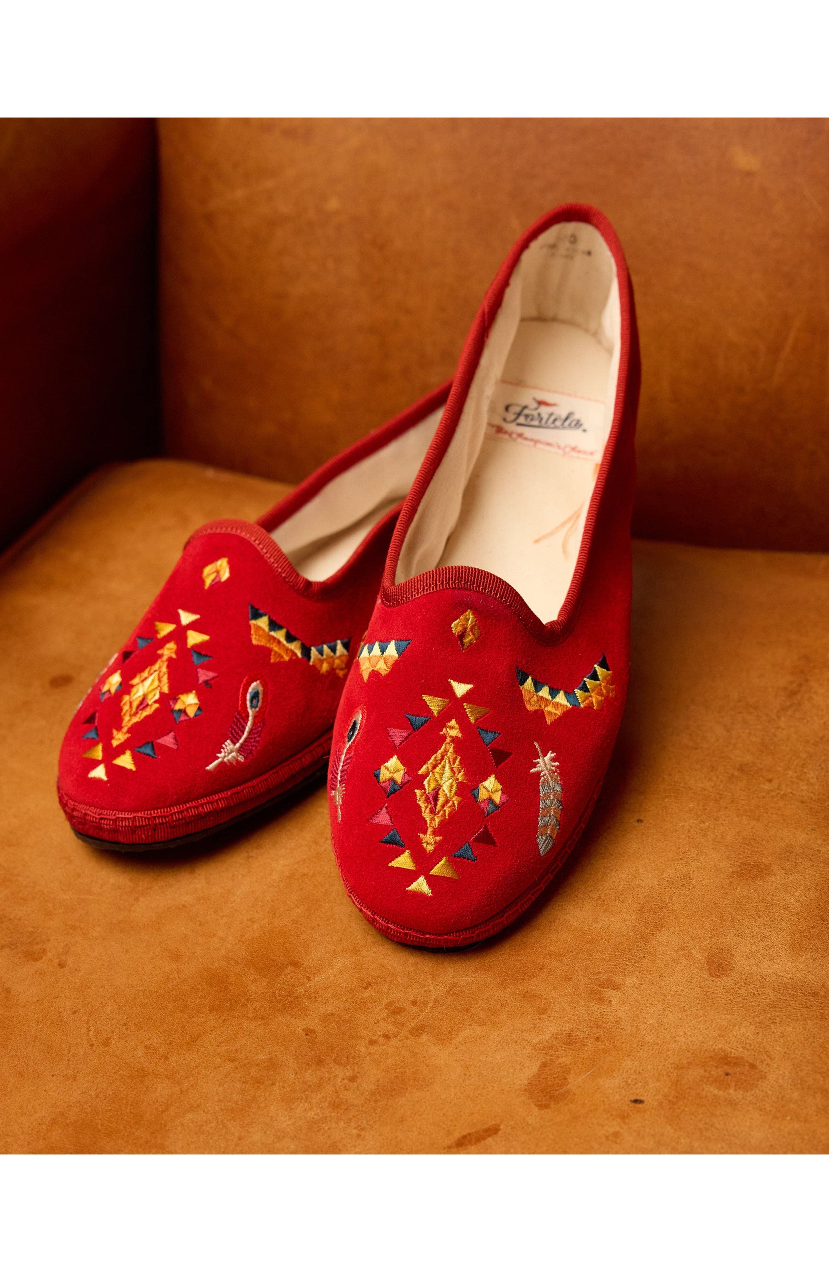Frutate Friulane Suede Leather Embroidery, Alternate, color, FERRARI