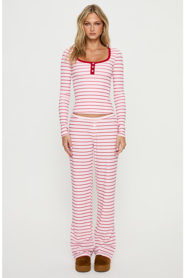 Slumber Party Rib Stripe Pajama Pants, Alternate, color, PINK/ RED STRIPE