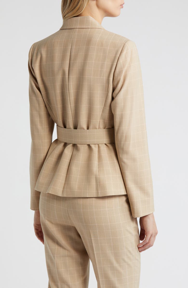 Tahari ASL Plaid Belted Asymmetric Hem Blazer, Alternate, color, 