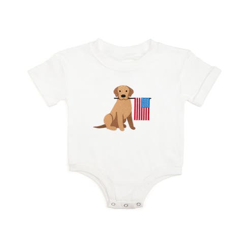 Patriotic Pup Patch Short Sleeve Romper (Baby)