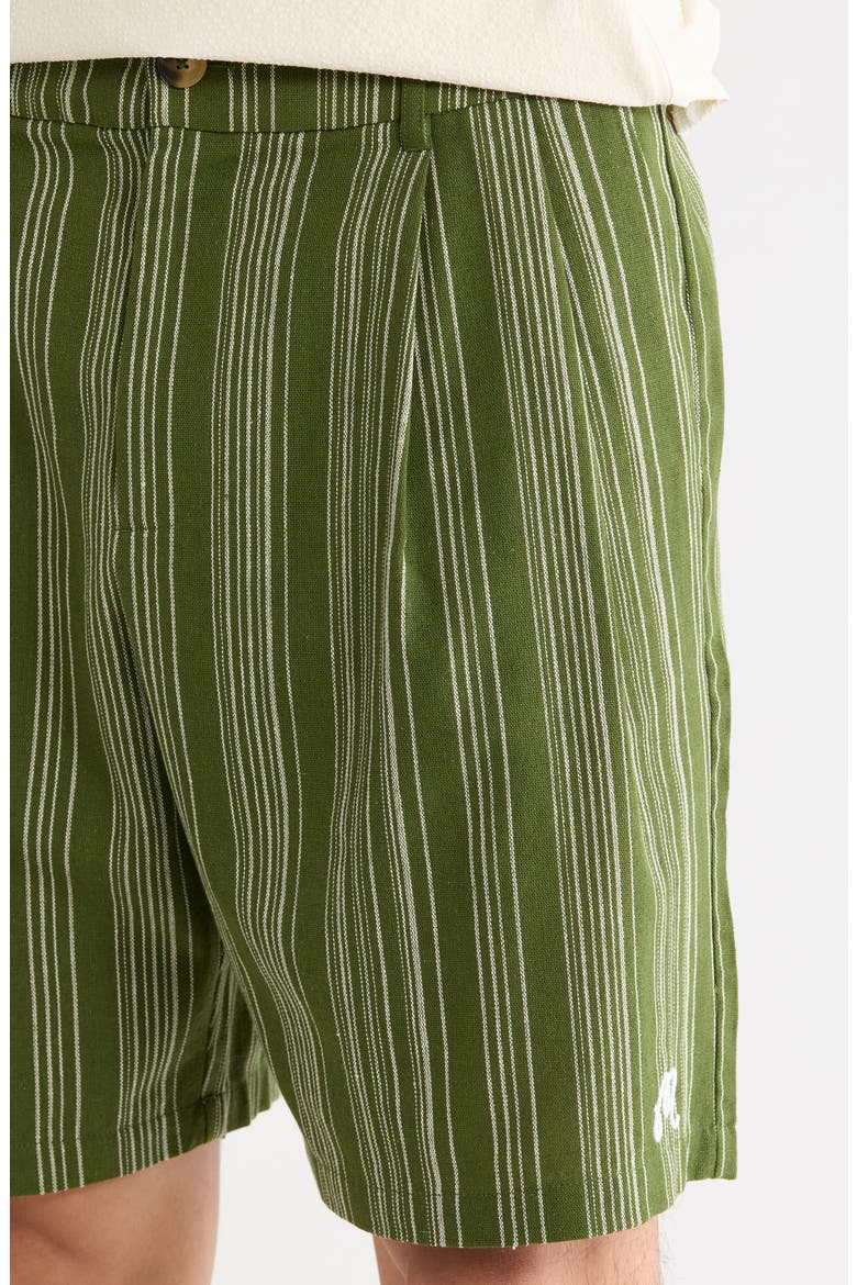 Arena Stripe Pleated Shorts, Alternate, color, CHIVE STRIPE