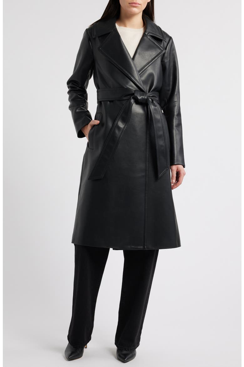 Long Faux Leather Trench Coat (Women) | Nordstrom
