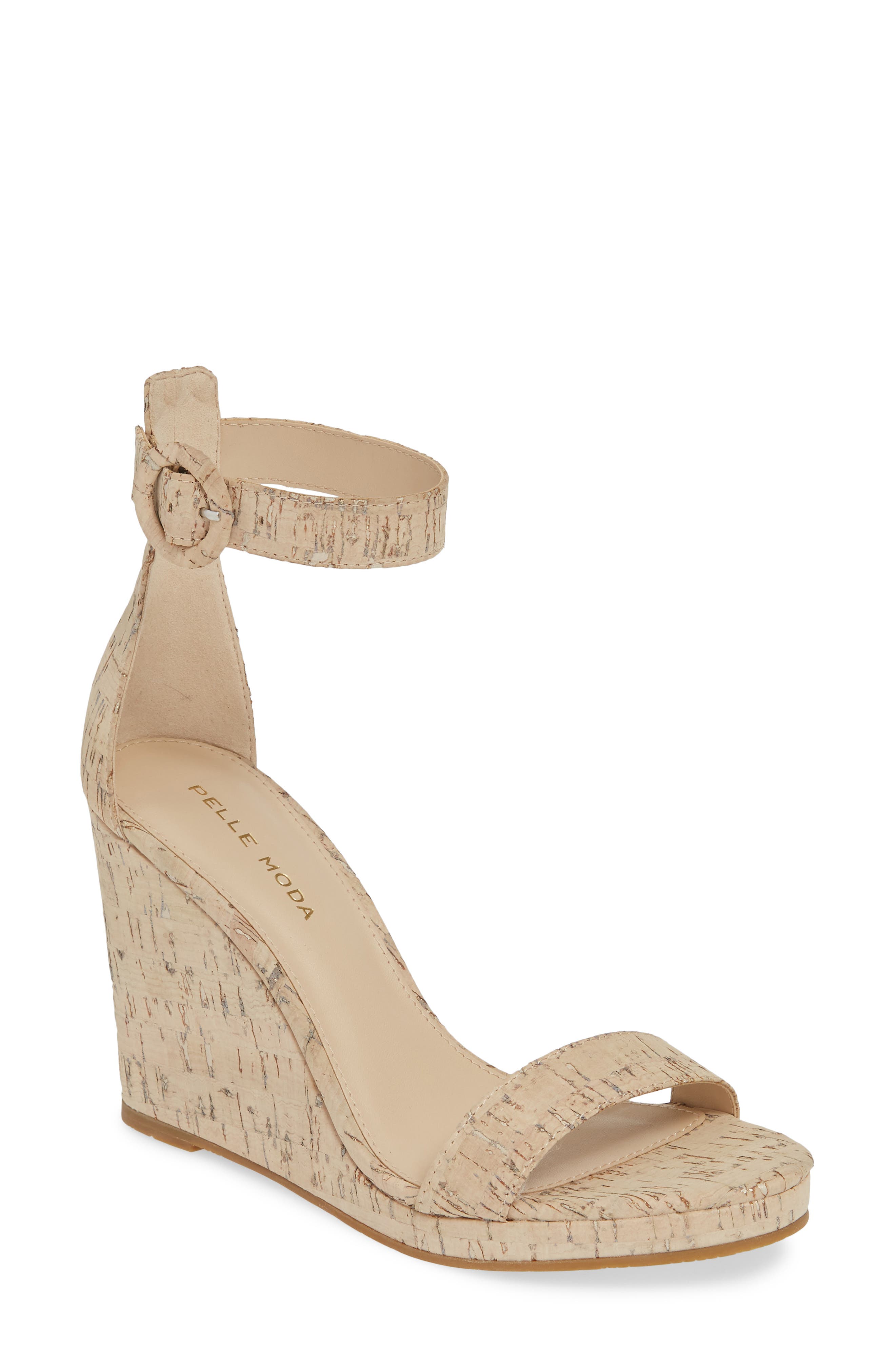 Nisha Wedge Sandal, Main, color, BEIGE WASHED CORK