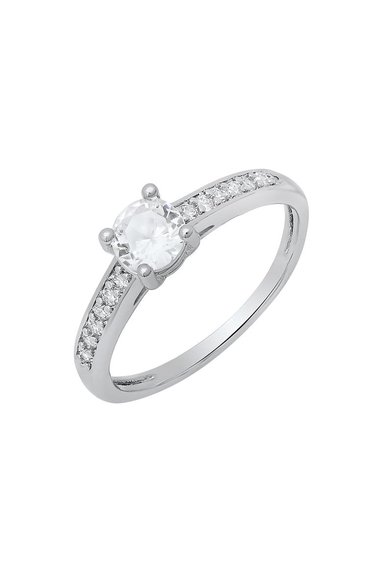 18K White Gold Plated Simulated Diamond Ring, Alternate, color, SILVER
