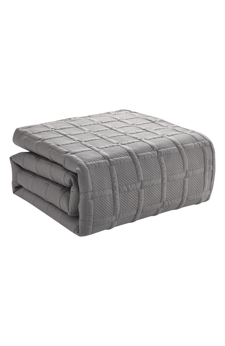 VCNY HOME Square Solid 3-Piece Quilt Set, Alternate, color, Dark Grey