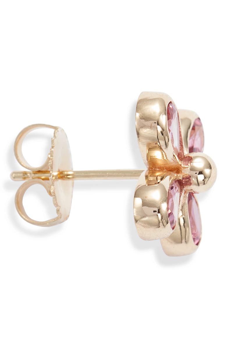 Anzie Bezel Bouquet Daisy Pink Tourmaline Stud Earrings, Alternate, color,
