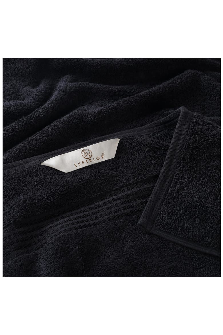 Egyptian Cotton Highly Absorbent Solid 8-Piece Towel Set, Alternate, color, BLACK