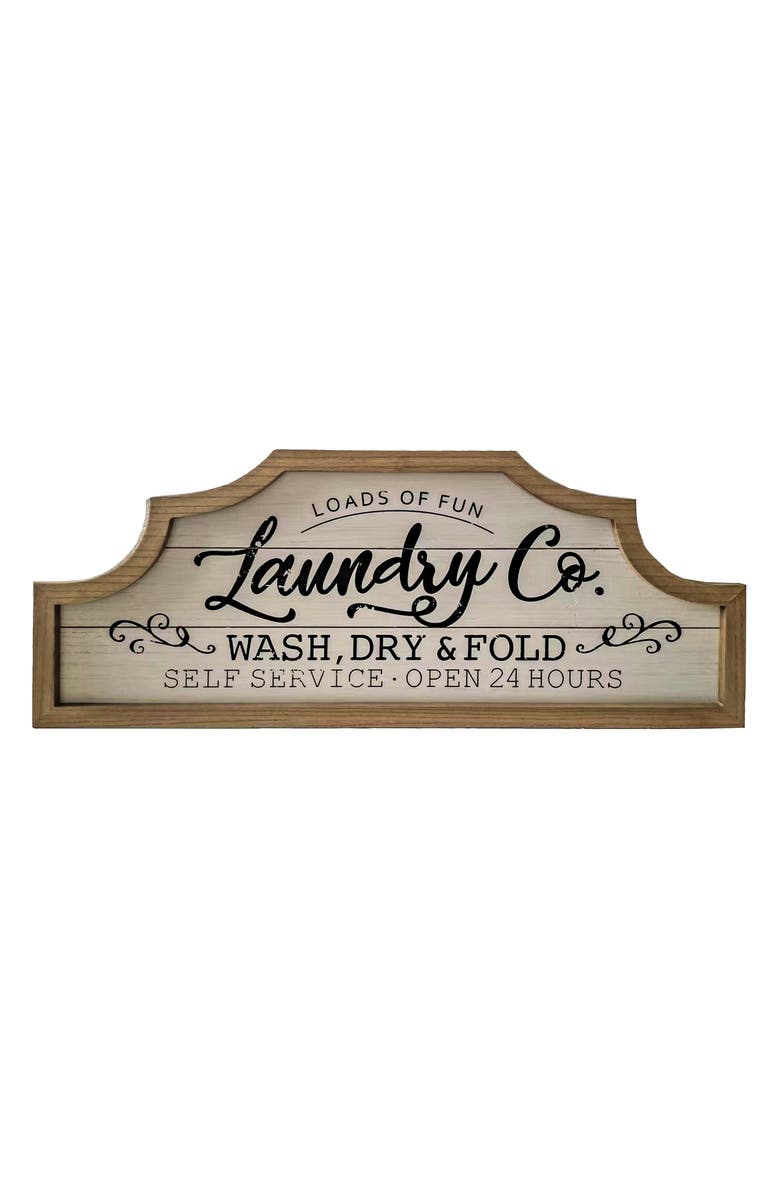VIP Home and Garden VIP Wood 31.5 in. White Loads of Fun Laundry Arch Top Wall Sign, Main, color, White