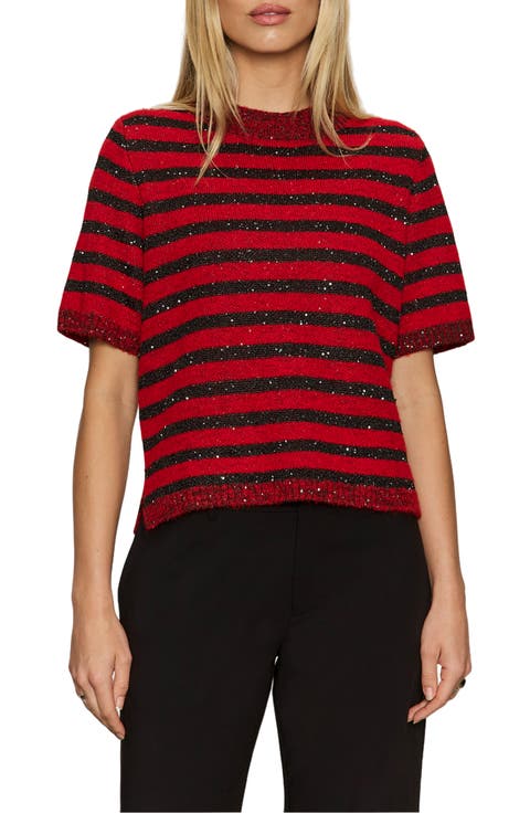 Stripe Short Sleeve Sweater