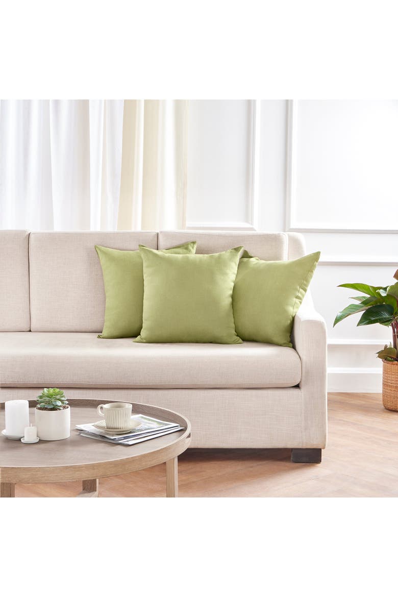 Linen Throw Pillow Cover with Invisible Zipper, 20 x 20 Inches - Montauk, Alternate, color, Moss Green