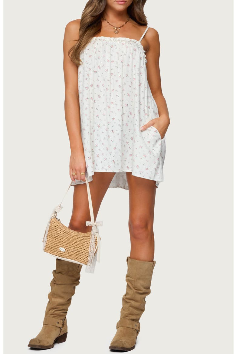 Patti Floral Print Minidress, Main, color, CREAM