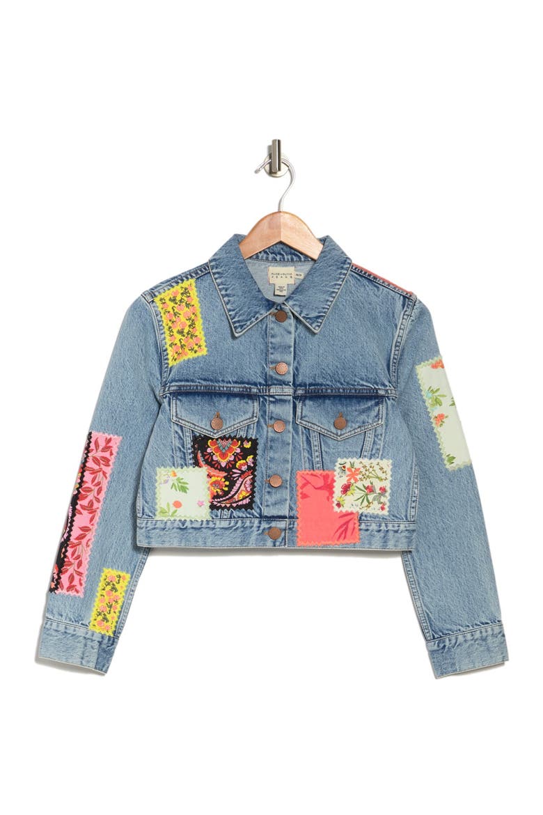 Crop Patchwork Denim Jacket, Alternate, color, RT66MLTI