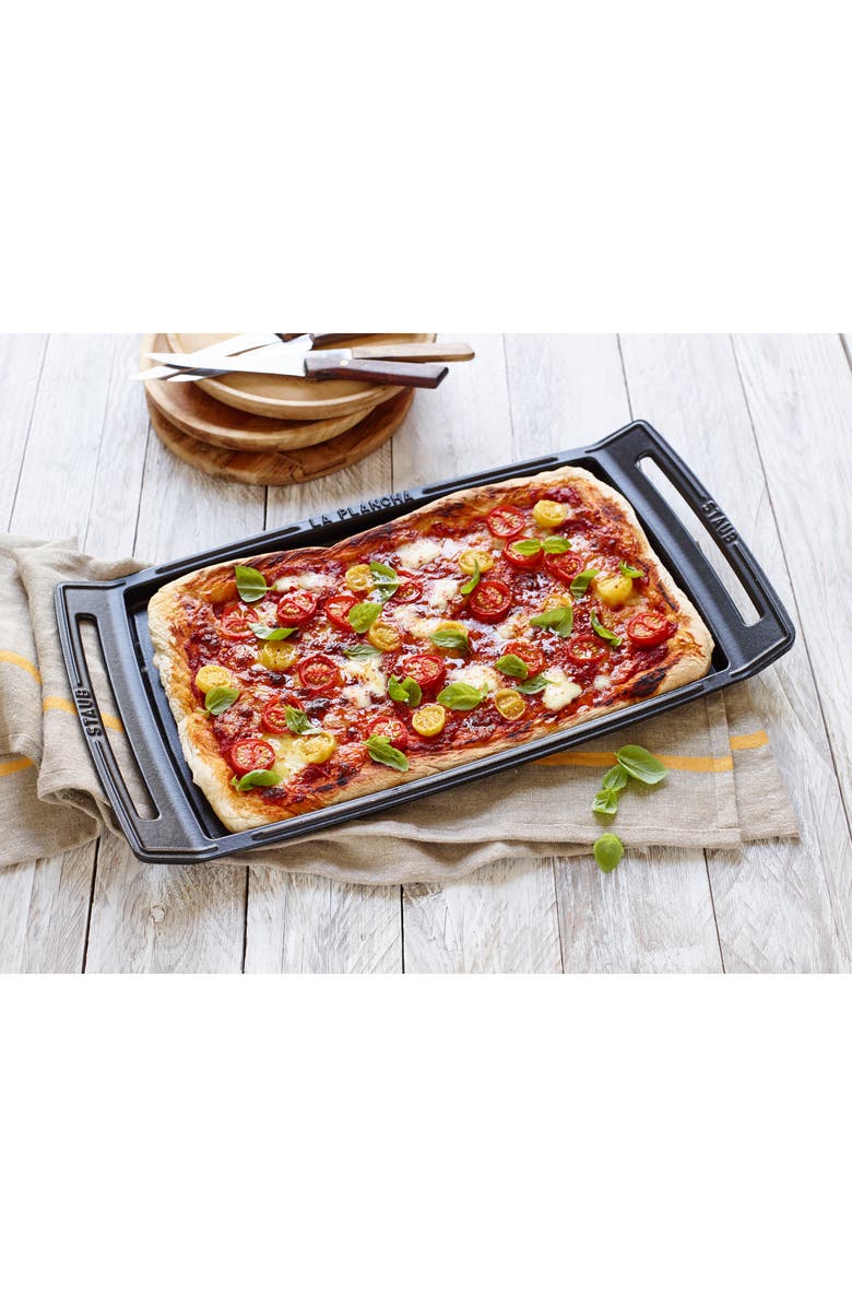 Staub Enameled Cast Iron Double Burner Griddle, Alternate, color, Matte Black