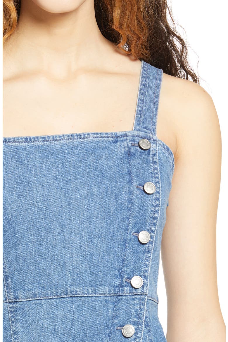 Julia Asymmetrical Button Front Denim Sundress, Alternate, color, MEDIUM BLUE DENIM