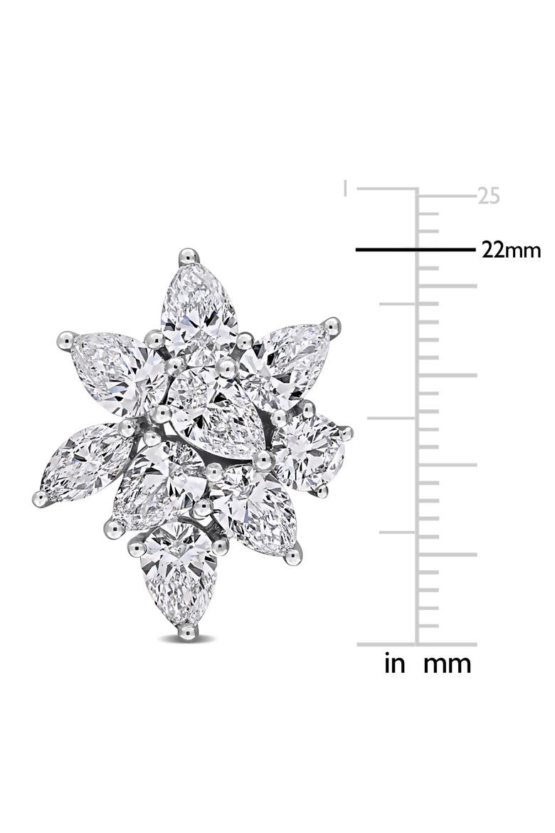 Lab-Grown Diamond Floral Cluster Drop Earrings 14k, Alternate, color, White Gold