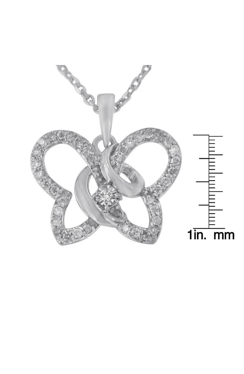 Haus of Brilliance Silver 1/4 cttw Prong-Set Diamond Butterfly 18" Pendant Necklace, Alternate, color, White