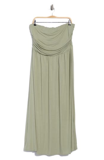 West K Strapless Maxi Dress In Light Olive
