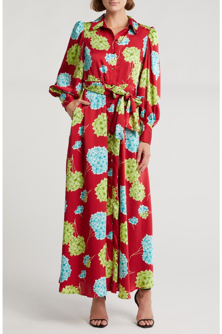 Rebel Twill Maxi Dress, Main, color, TOSSED HYDRANGEA