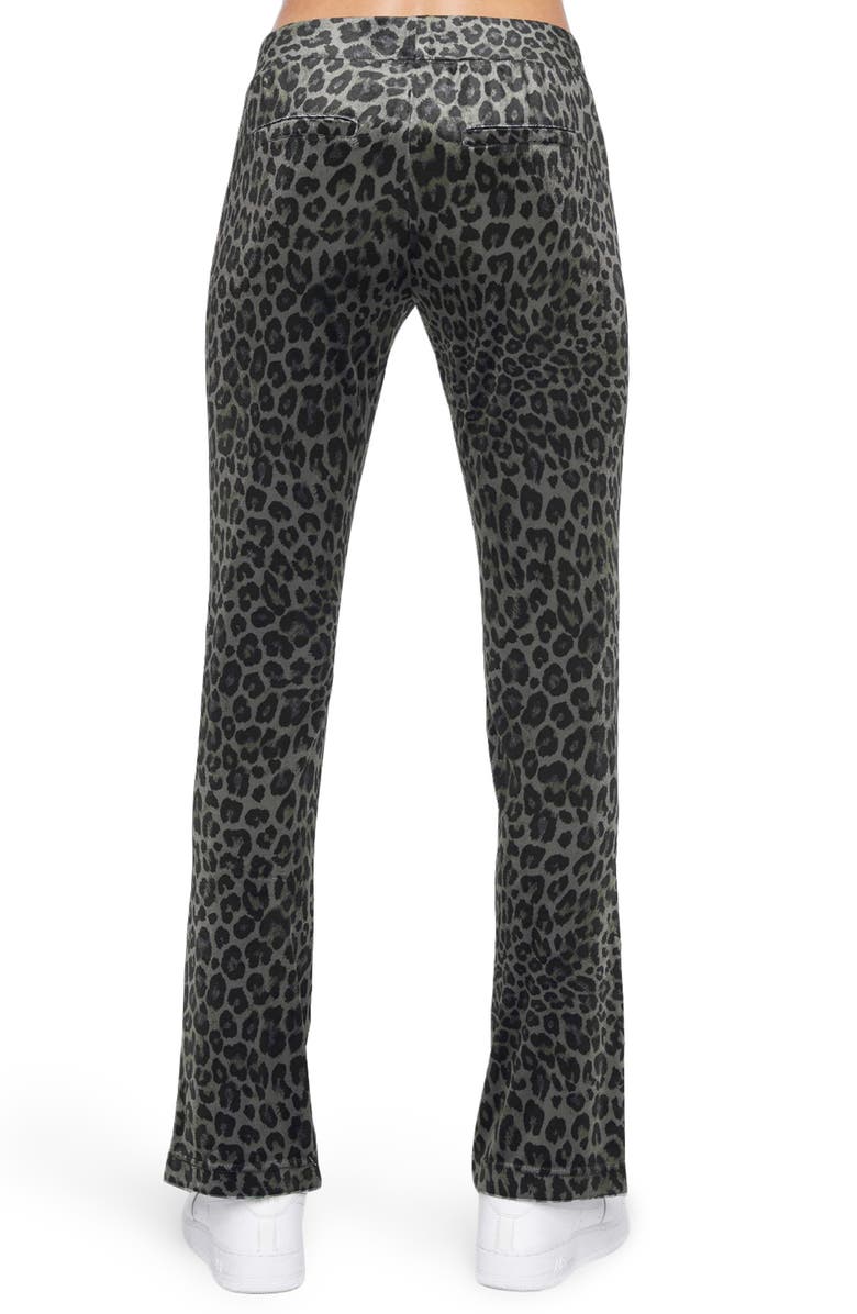 Pam & Gela Leopard Print Stretch Velour Track Pants, Alternate, color, 