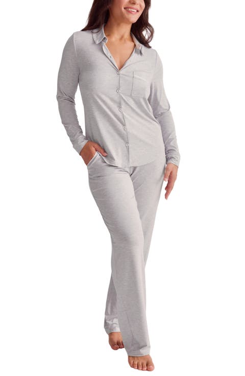 Satin Trim Jersey Pajamas