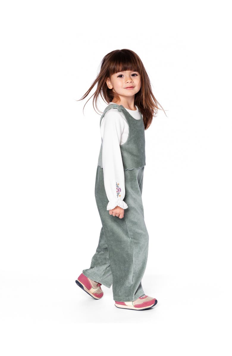 Deux par Deux Jersey Top with Embroidered Floral Sleeves, Alternate, color, Off-White