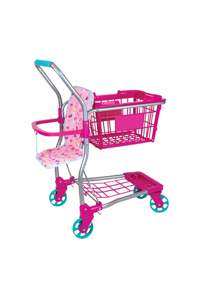 16 Inch Baby Doll & Shopping Cart Set, Pink & Blue Bunny Outfit, Trolley, Alternate, color, Multicolored