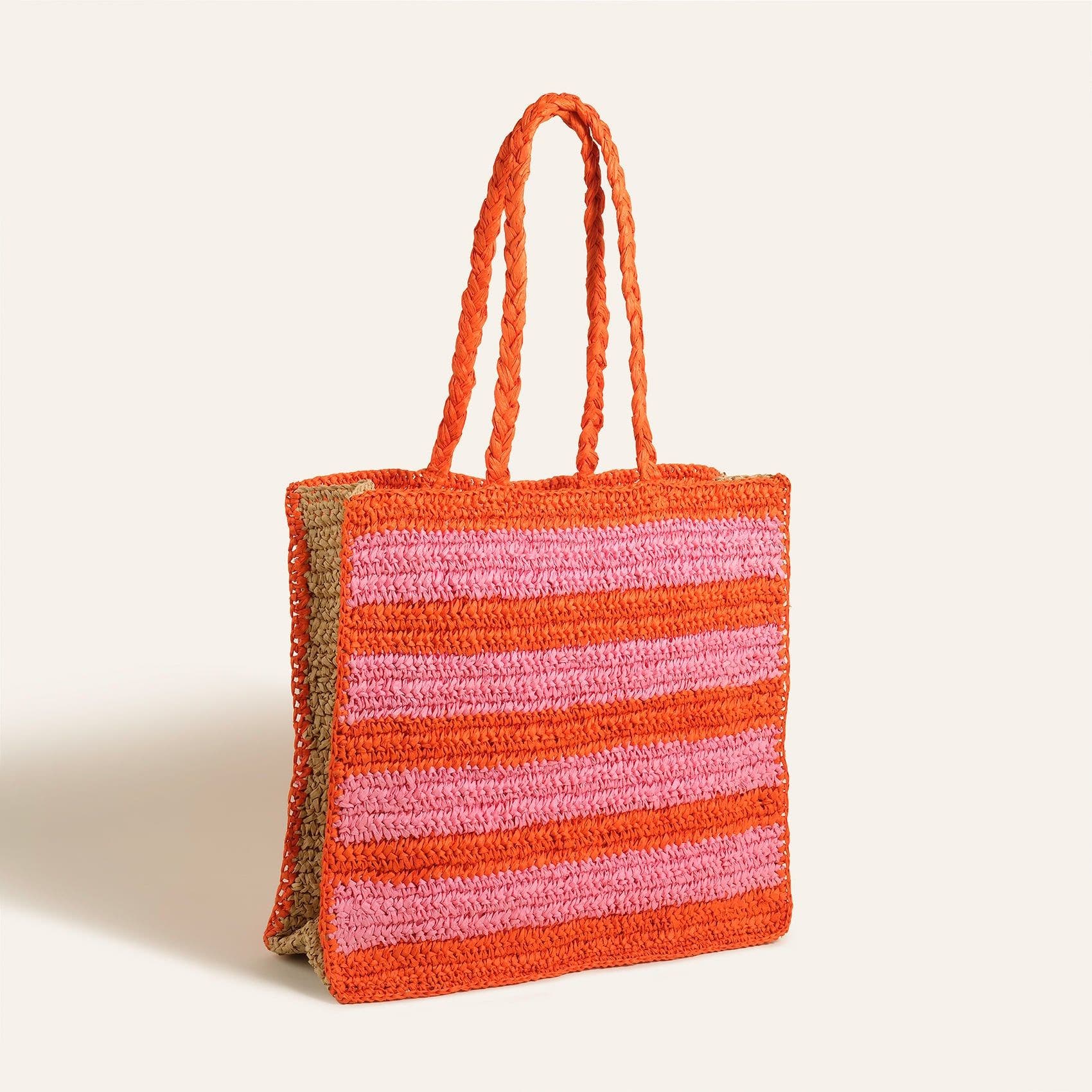 Zsa Zsa Zsu Delhi 100% Raffia Shoulder Bag 17X14 In, Alternate, color, Red-Pink