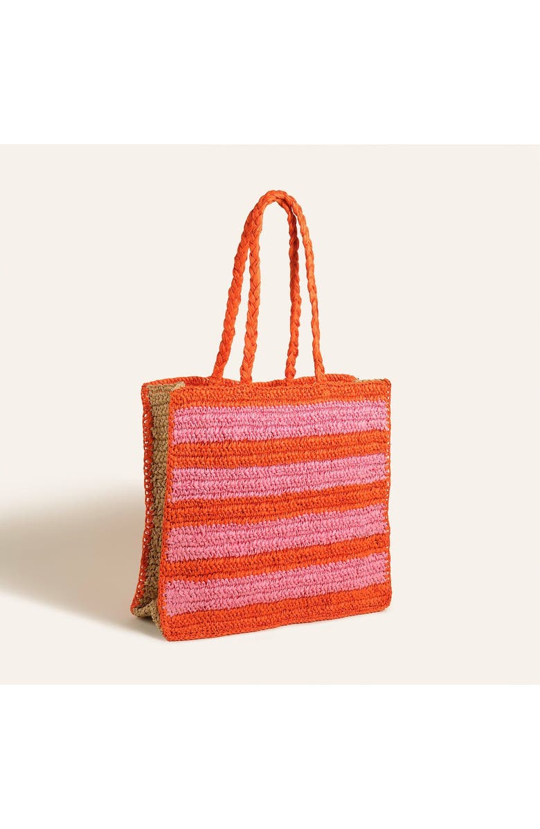 Zsa Zsa Zsu Delhi 100% Raffia Shoulder Bag 17X14 In, Alternate, color, Red-Pink