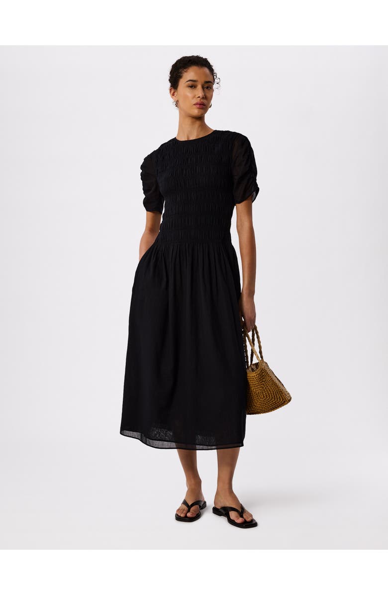 Whistles Avery Smoked Dress, Main, color, Black