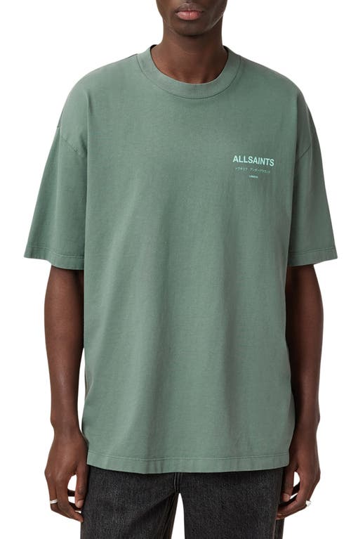 Allsaints Underground Oversized Crew Neck T-shirt In Smokey Green