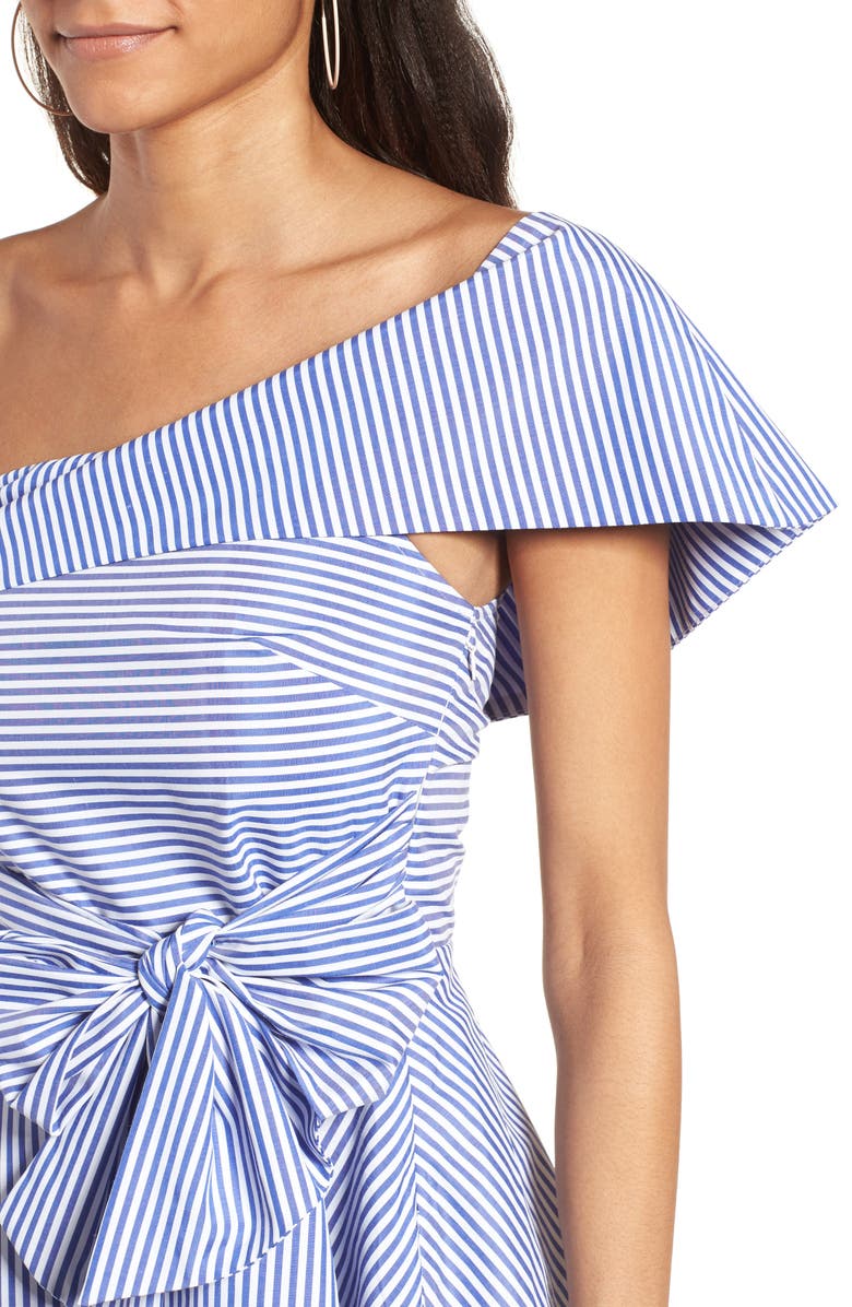 J.O.A. Stripe One-Shoulder Peplum Top, Alternate, color, 
