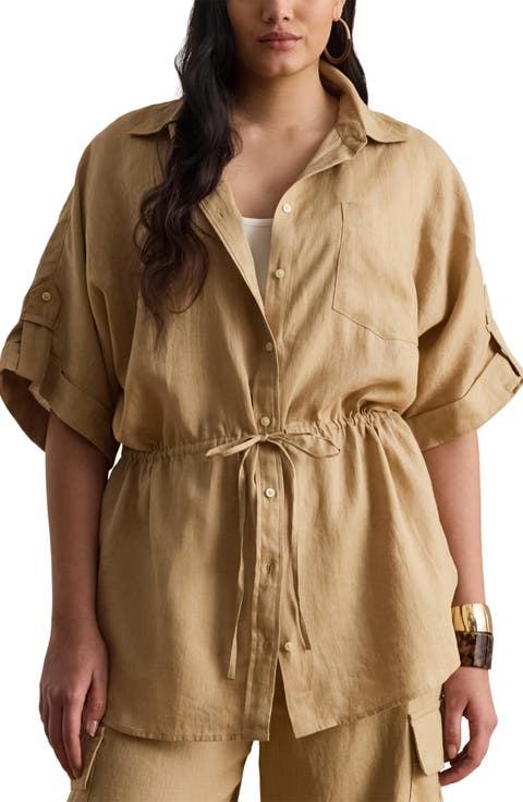 Short Sleeve Linen Tunic (Plus)