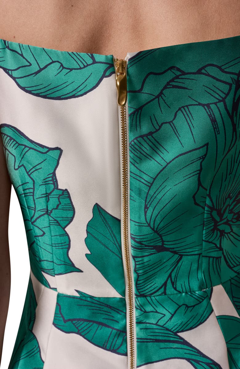 Donna Karan New York Floral Mikado Fit & Flare Gown, Alternate, color, Lawn