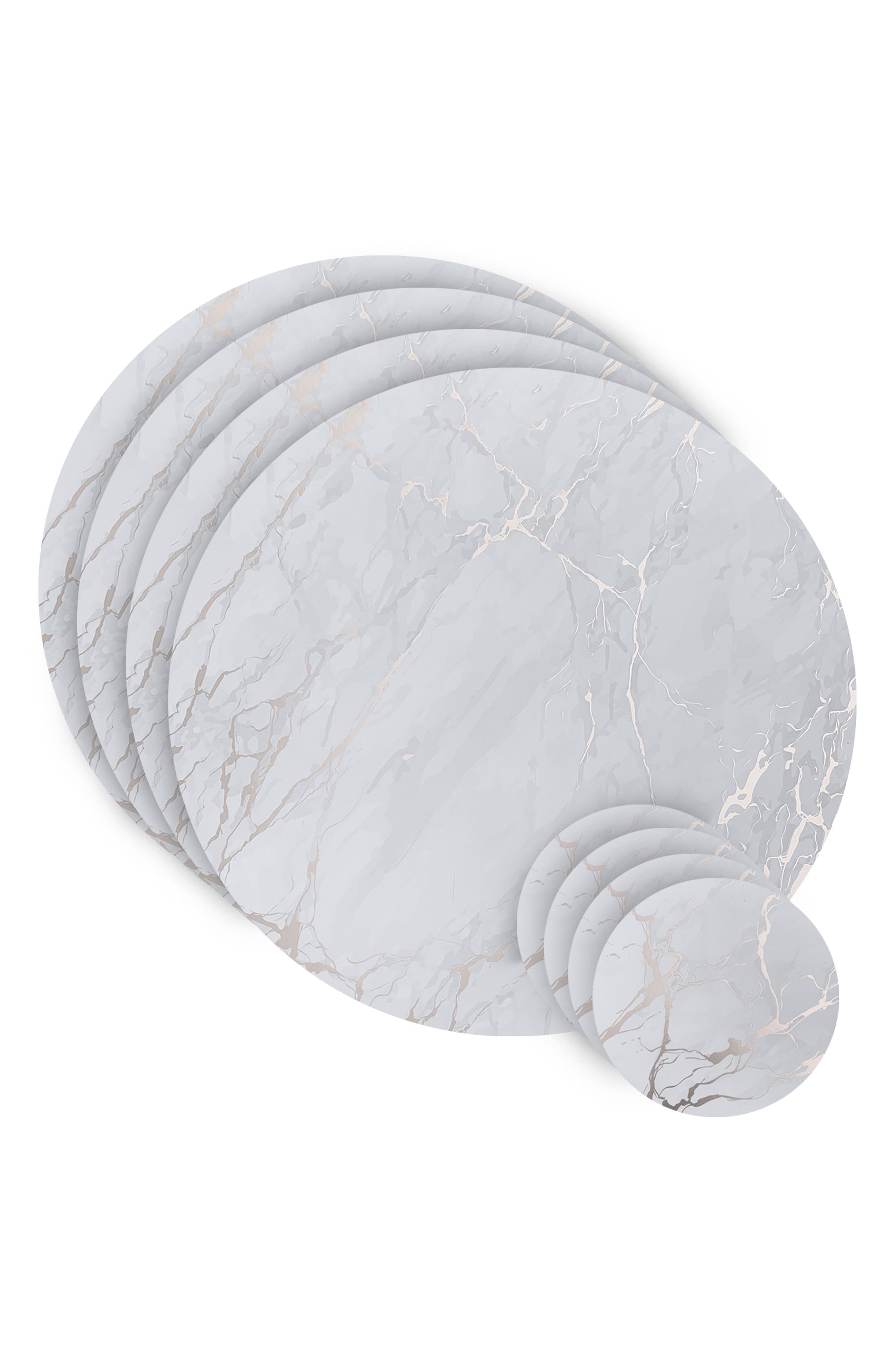 DAINTY HOME Marble Print 8-Piece Placemat & Coaster Set