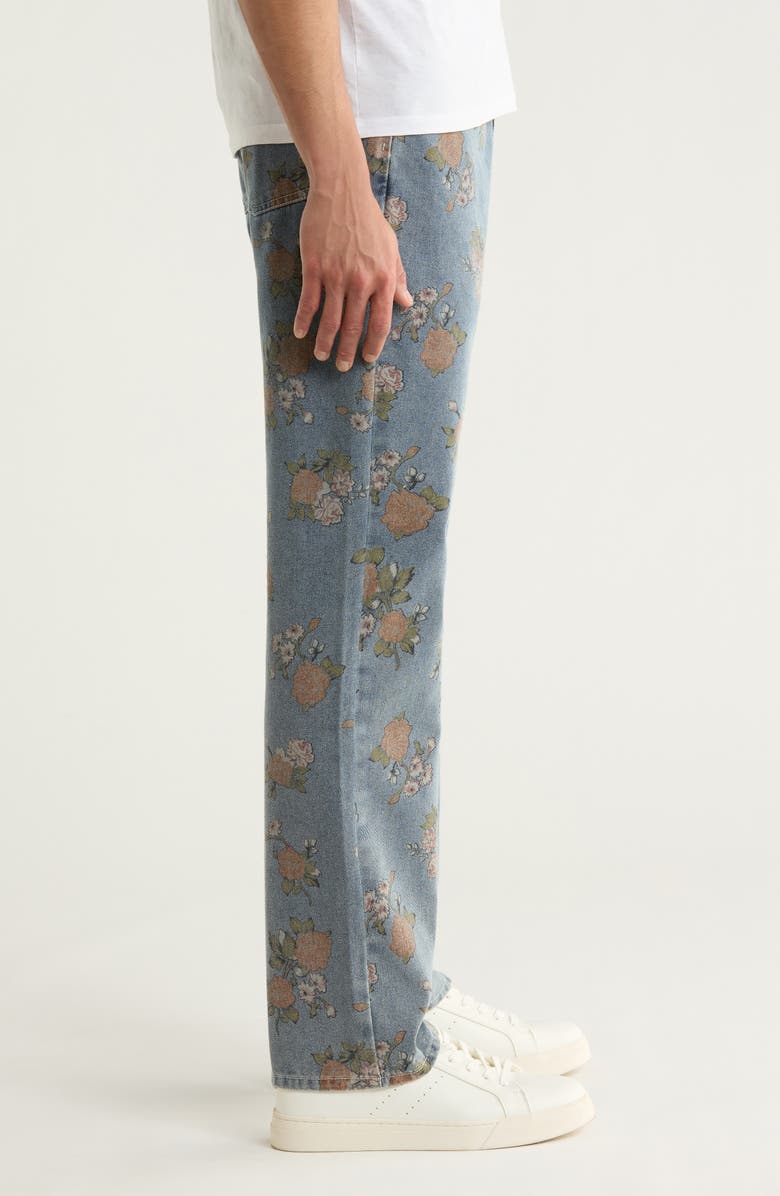 RIZORT Bouquet Floral Print Jeans, Alternate, color, Indigo