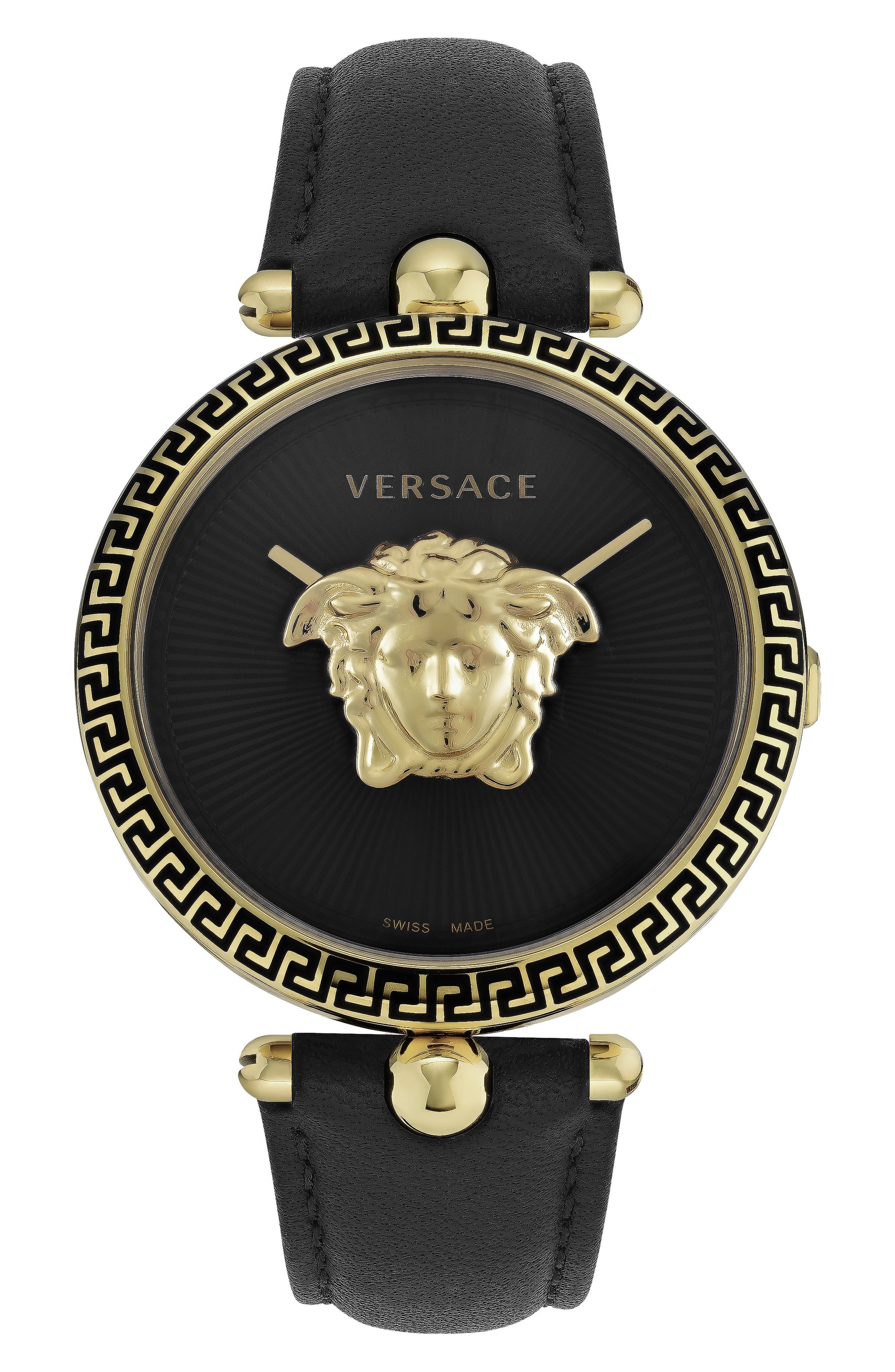 Versace Palazzo Empire Leather Strap Watch, 39mm