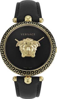 Versace Palazzo Empire Leather Strap Watch, 39mm