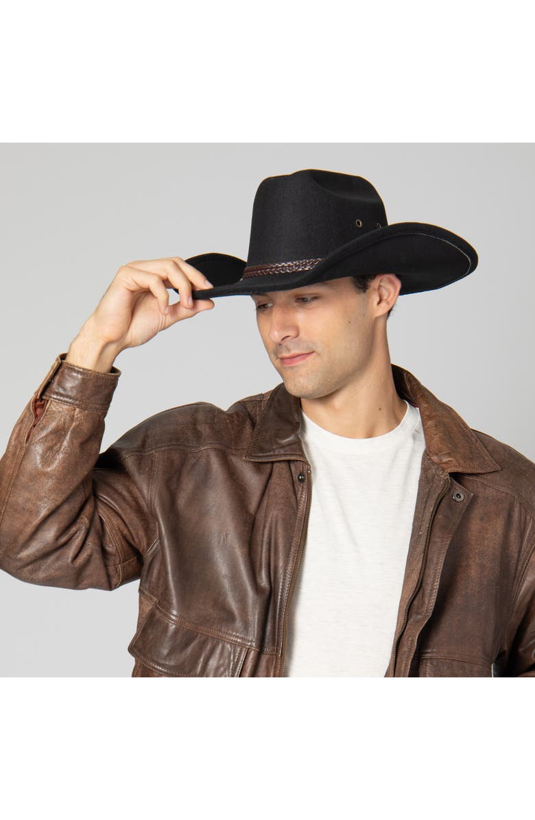 San Diego Hat Cattleman's Crease Fedora, Alternate, color, Black